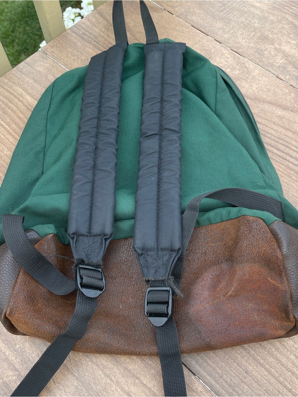 Vintage Jansport suede leather bottom backpack green classic school USA 90s - Picture 2 of 6